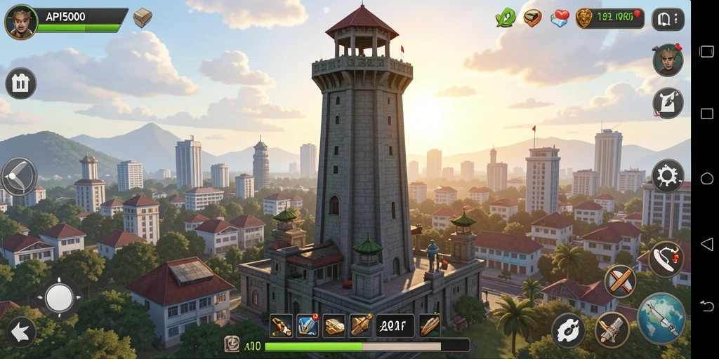 Tampilan gameplay mendebarkan dalam game Tower Defense API5000.