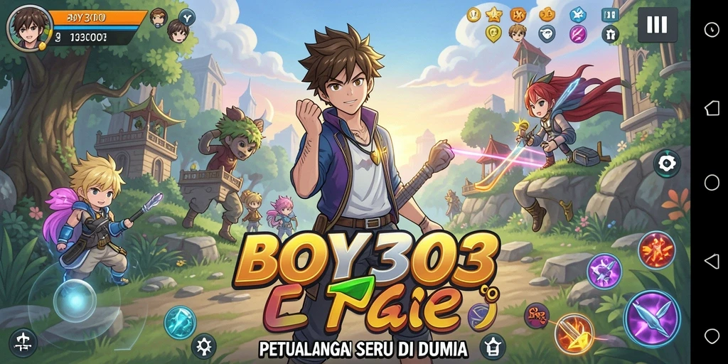 Gameplay BOY303 yang menampilkan pertarungan karakter Anime.