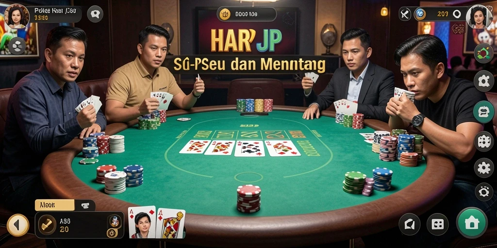 Tampilan gameplay menarik dalam permainan Poker HARAPJP.