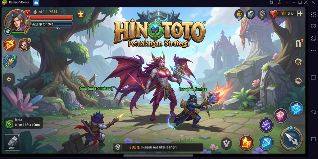 Tampilan gameplay HINOTOTO dengan pertempuran mendebarkan dan strategi yang kompleks.