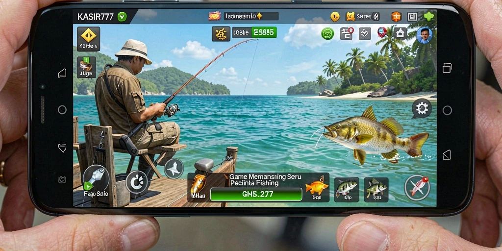 Tampilan gameplay KASIR777 dengan suasana memancing yang menenangkan.