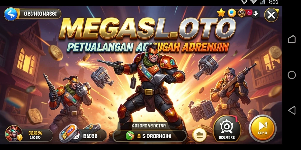 Tampilan aksi mendebarkan dalam MEGASLOTO saat bertarung melawan musuh.