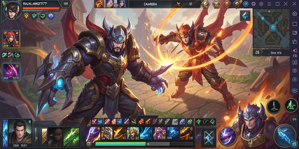 Screenshot RAJALANGIT77 menampilkan pertarungan MOBA yang seru dan strategis.