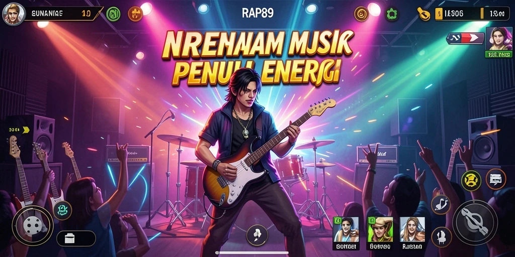 Tampilan seru dari gameplay RAP89 yang menyuguhkan musik penuh energi.