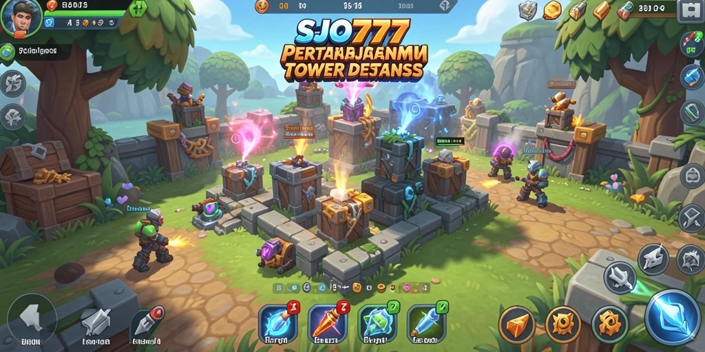 Screenshot utama SJO777 menampilkan aksi mendebarkan dalam Tower Defense.