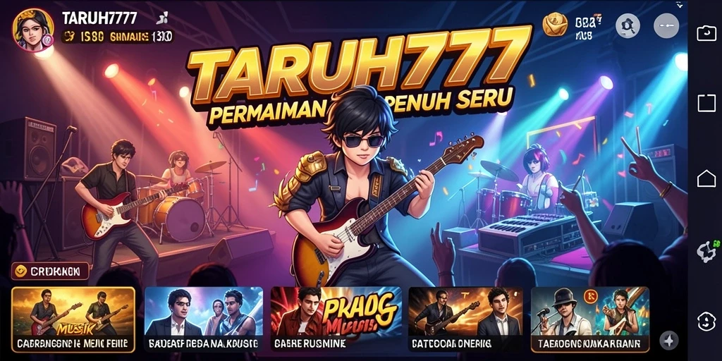Tangkapan layar utama TARUH777 menampilkan gameplay yang seru dengan berbagai lagu.