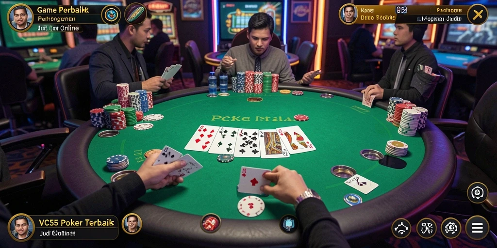 Gambaran permainan Poker yang mendebarkan di VC55.